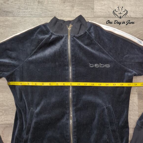bebe Full Zip Velour Sweatshirt Size XS - Picture 3 of 5